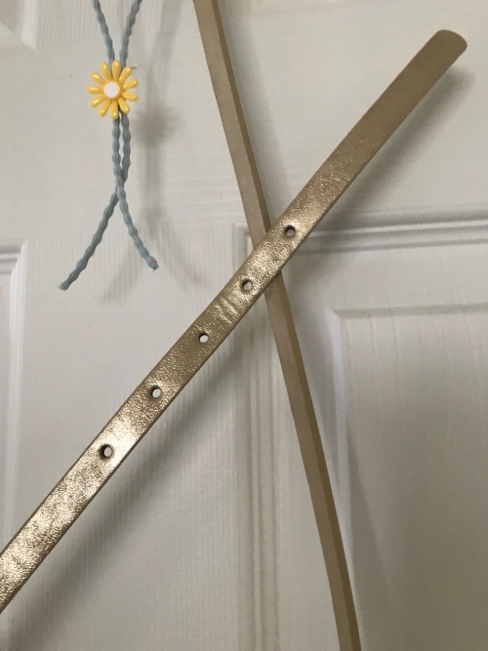 Slim Champagne Gold Skinny Belt • Burnished Brass Buckle • Small Medium